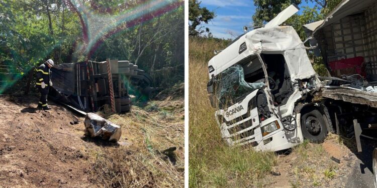 Motorista morre em acidente entre duas carretas, na BR-020